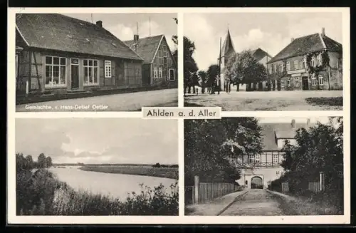 AK Ahlden a. d. Aller, Gemischtw. v. Hans-Detlef Oetter, Strassenpartie im Ort