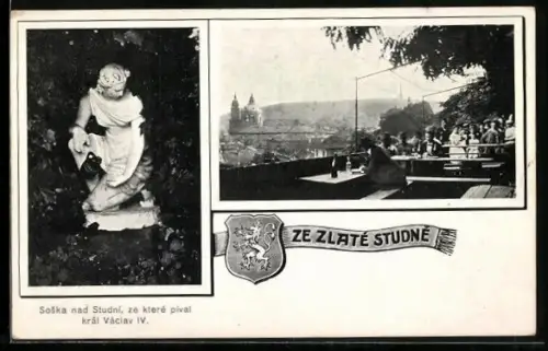 AK Prag / Praha, ze Zlate Studne, Soska nad Studni