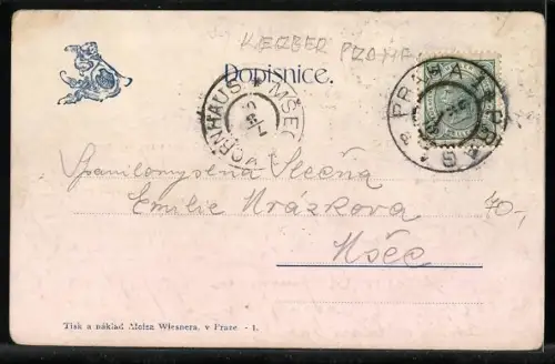 Künstler-AK Prag / Praha, Hradschin, Hradcany, Veilchenumkränzte Krone