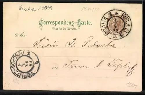 Lithographie Prag / Praha, Partie am altstädter Brückenturm