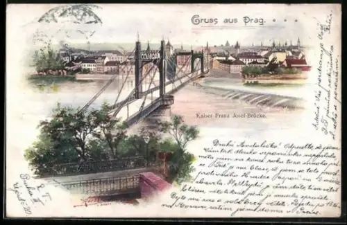AK Prag, Kaiser Franz Josef Brücke