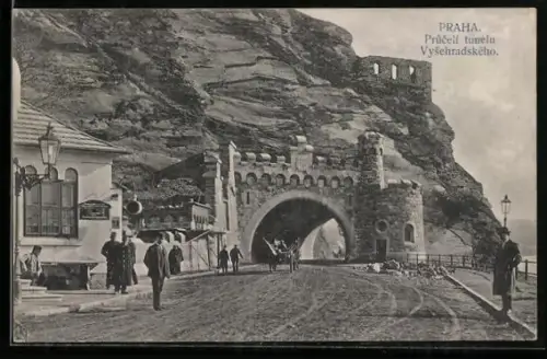 AK Praha, Vysehrad, Pruceli tunelu Vysehradskeho