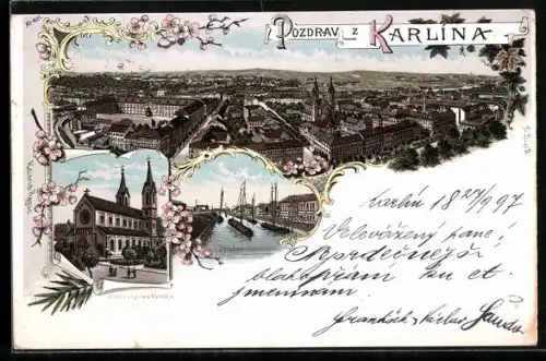 Lithographie Prag / Praha, Karlin, Pristav, Chram s. v. Cyrila