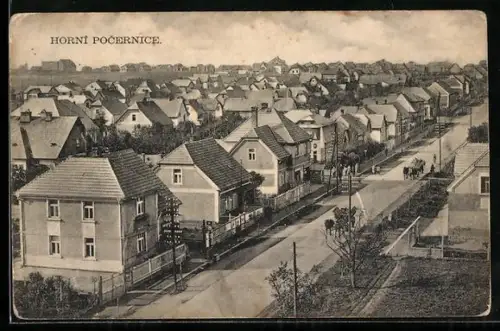 AK Prag / Praha-Horni Pocernice, Wohnhäuser an einer Strasse