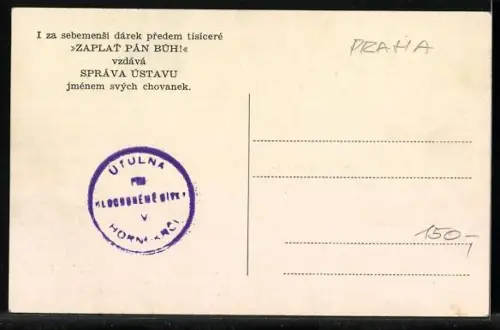 AK Prag / Praha, Horni Krc, Utulna pro Hluchoneme Zeny a Divky, Chovanky ustavu, Pohled ze zahrady