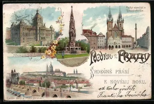 Lithographie Praha, Karluv most a Mala Strana, Museum kral. Ceskeha