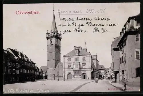 AK Oberehnheim, Strassenpartie am Rathaus