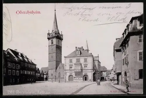AK Oberehnheim, Partie am Rathaus und an der Kirche