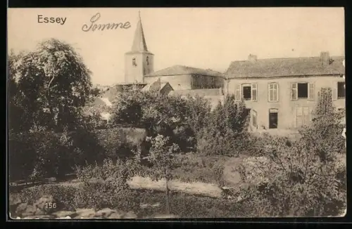 AK Essey, Ortspartie mit Kirche