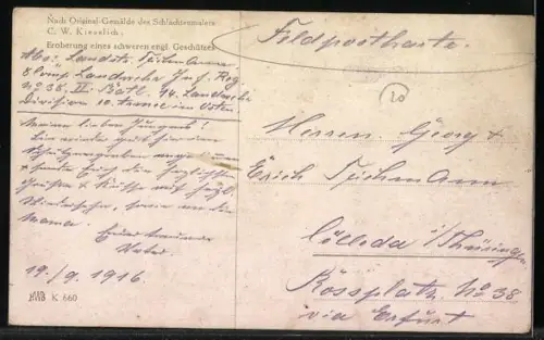 AK Eroberung eines schweren engl. Geschützes bei der Schlacht von Ypern