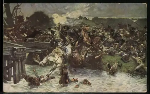 Künstler-AK Breslau, Ausstellung zur Jahrhundertfeier der Freiheitskriege 1913, Schlacht an der Katzbach