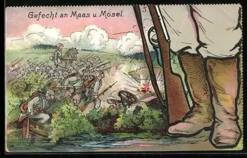Lithographie Gefecht an Maas und Mosel