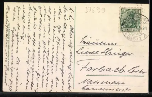 AK Strasbourg, Vue générale avec l`Église au fond et fleuve