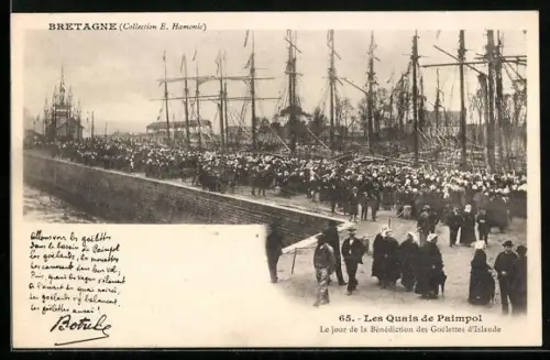 AK Paimpol, Les quais, le jour de la bénédiction des goelettes d`islande, Segelboote