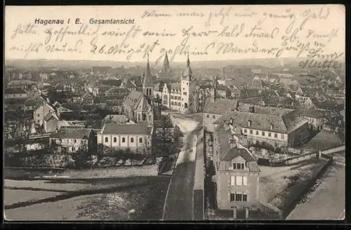 AK Hagenau / Els., Gesamtsicht mit Kirchen