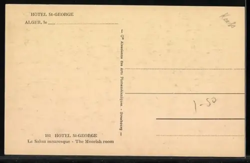 AK Alger, Hotel St-George, Le Salon mauresque