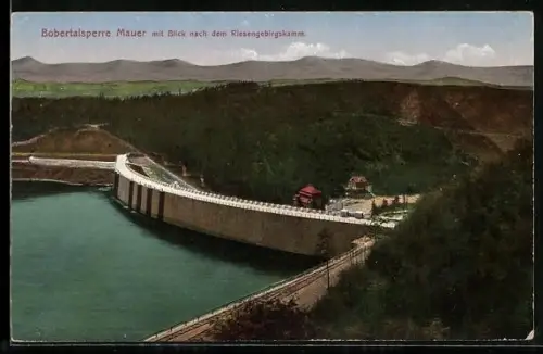 AK Mauer, Bobertalsperre mit Blick nach dem Riesengebirge