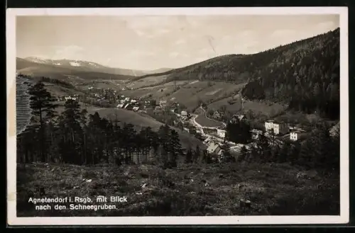 AK Agnetendorf, Blick über den Ort nach den Schneegruben