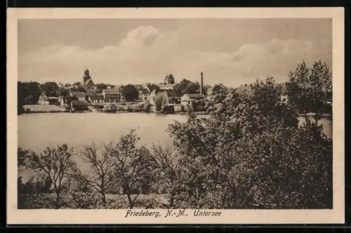 AK Friedeberg, Untersee mit Blick zum Ort