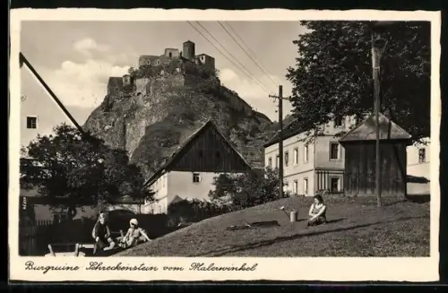 AK Schreckenstein, Dorfpartie gegen Burg Schreckenstein