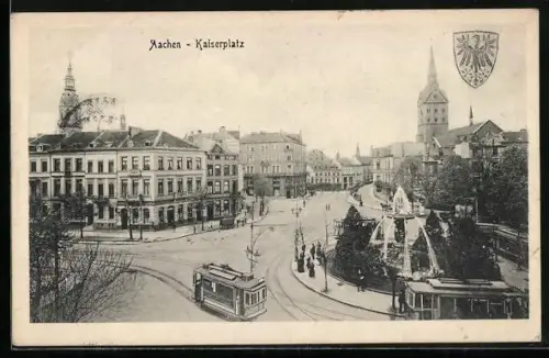 AK Aachen, Kaiserplatz mit Strassenbahn
