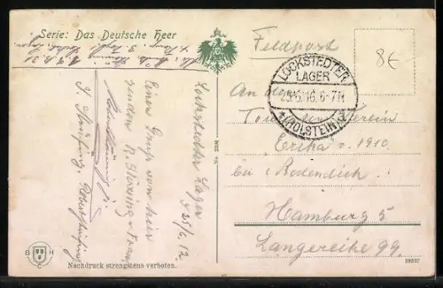 AK Das Deutsche Heer, kleine Bagage beim Überschreiten einer Ponton-Brücke