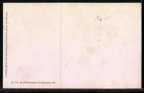 Künstler-AK sign. E. Wehrmann: württembergische Infanterie bei Kämpfen um Mülhausen