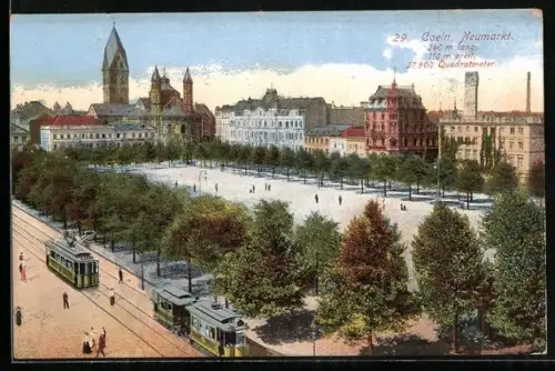 AK Köln, Neumarkt mit Strassenbahn