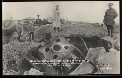AK Verwüstungen in einem Fort durch ein Geschoss des 42 cm Mösers