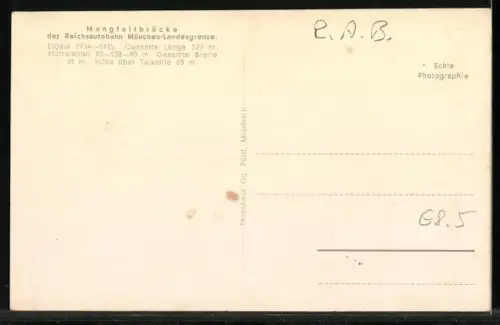 AK Ansicht der Mangfallbrücke der Reichsautobahnstrecke München-Landesgrenze