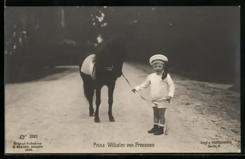 AK Prinz Wilhelm von Preussen mit seinem Pony
