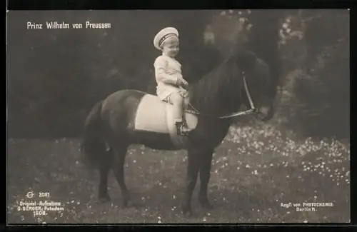 AK Prinz Wilhelm von Preussen auf einem Pony
