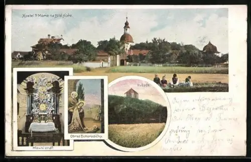 AK Prag / Praha, Hvezda, Kostel P. Marie na Bilé Hore
