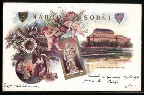 Lithographie Prag / Praha, Národní divadlo, Ziatou Kaplicku