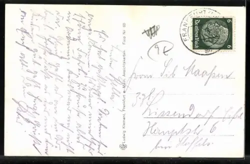 AK Frankfurt a. M., Hindenburgplatz aus der Vogelschau