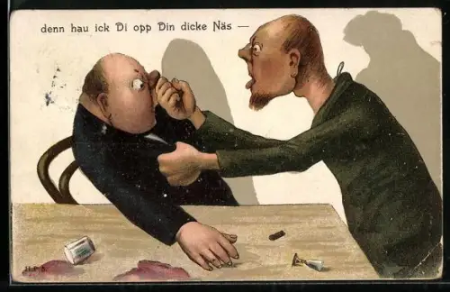 AK Mann droht anderen Mann mit der Faust, Trinkerhumor