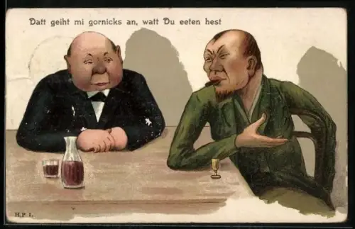 AK Mann mit Zigarre hält sich als der beste Kerl der Welt, dicker Mann lauscht