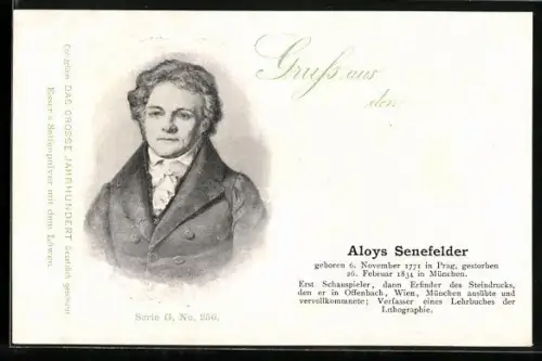 AK Portrait des Gelehrten Aloys Senefelder