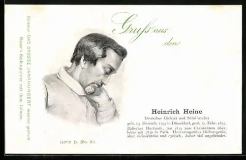 AK Portrait des Schrifstellers Heinrich Heine