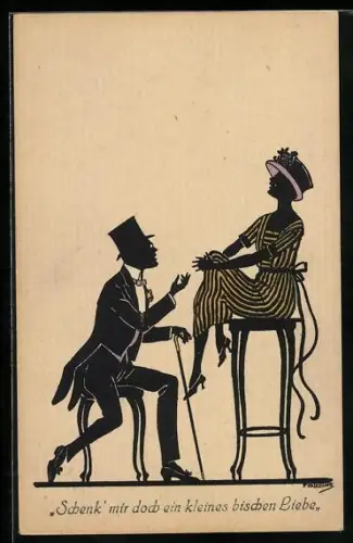 Künstler-AK Friedrich Kaskeline: Herr bittet um die Liebe einer Dame