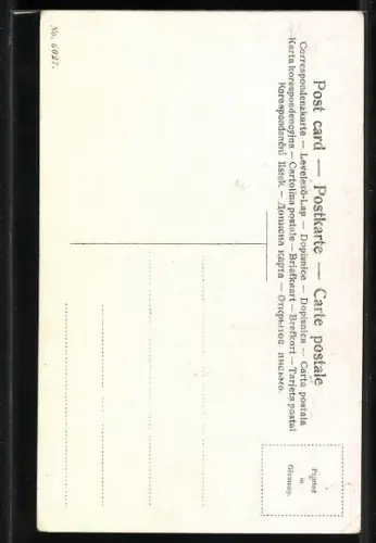 AK Mann umarmt das Dienstmädchen, Frau kommt empört zur Tür hinein