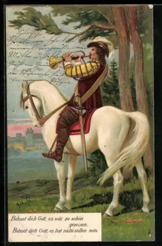 AK Behüt Dich Gott!, Trompeter von Säckingen auf einem Schimmel