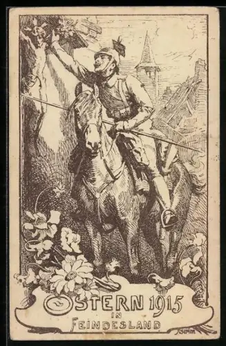 Künstler-AK Soldat verbringt Ostern 1915 im Feindesland