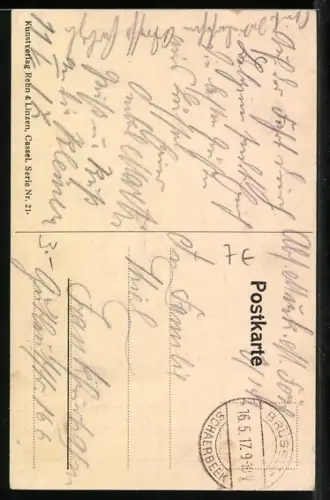 Künstler-AK Frisch auf ihr Jäger..., Infanterist in Uniform