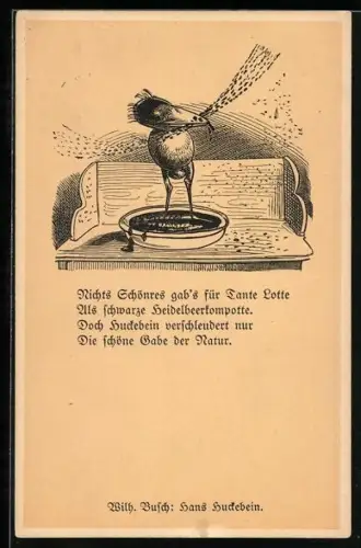 Künstler-AK Wilhelm Busch: Nichts Schönres gab`s für Tante Lotte, Hans Huckebein