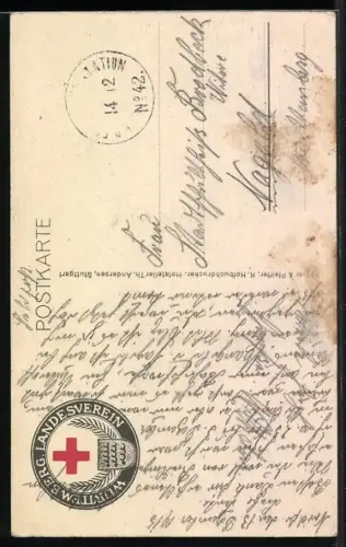 AK Königin Charlotte von Württemberg mit ihrem Bernardiner im Garten