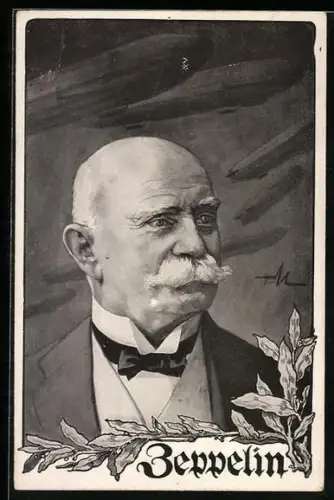 Künstler-AK Ferdinand Graf von Zeppelin im Portrait