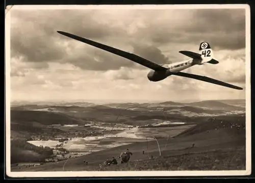 AK Rhönsperber Frankfurt über der Wasserkuppe, Segelflugzeug