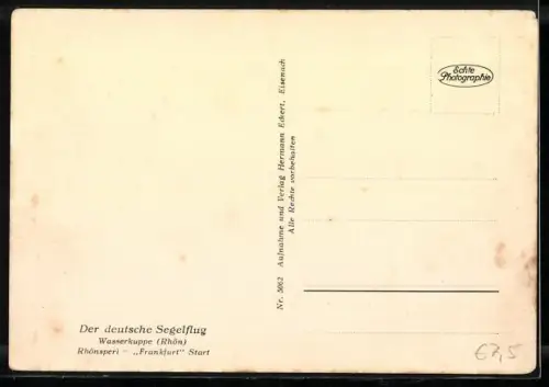 AK Rhönsperber Frankfurt über der Wasserkuppe, Segelflugzeug