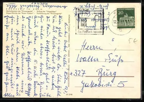 AK Köln, Karneval, Prinzengarde, Funkenmariechen